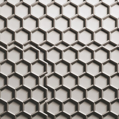 Futuristic Hexagon Grid Seamless Pattern – 3D Abstract Background
