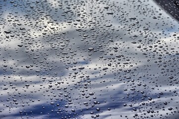 water drops on metal surface