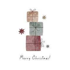 Cute watercolor Christmas gnomes. Christmas decorations and characters. Watercolor elements on a white background. Hand drawn new year print