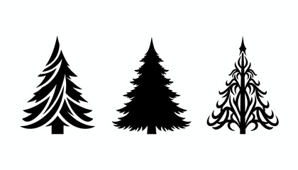 Collection of Christmas elements. Vector black silhouettes.