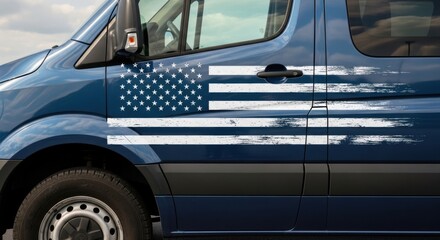 American Flag Adorns a Vehicle, Evoking Patriotism and National Pride