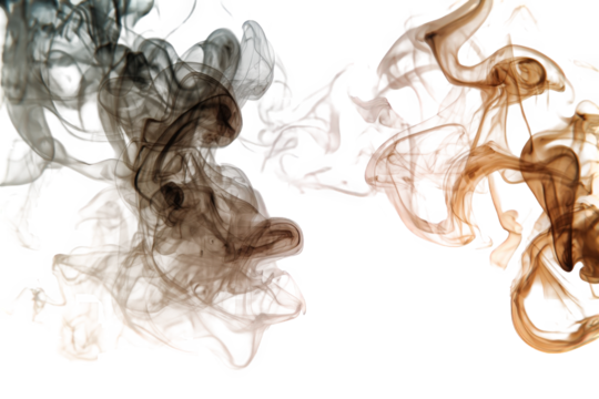 Abstract Smoke Swirls in Brown And Orange Hues Against a Black Transparent Background