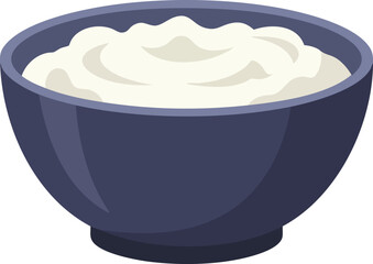 Bowl of white creamy food, possibly yogurt or mashed potatoes.