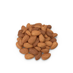 Isolated pile of raw almond nuts
