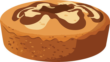 A delicious-looking marble bundt cake with chocolate swirls, depicted in a simple cartoon vector illustration.