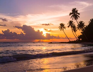 Tropical sunset over ocean