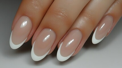 Elegant Nude Nails with French Tip Manicure Design