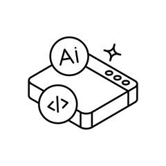 AI Code  Black Line Icon
