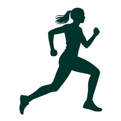 Run. Running men and women, vector set of isolated silhouettes.