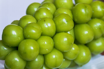 Korean Green Grapes Close-Up.Large grapes.