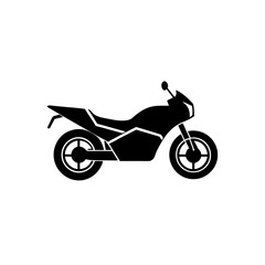 Fototapeta premium Silhouette of a motorcycle with two wheels seat and handlebars in a side view on a white background on transparent background