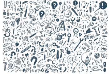 Assortment Of Doodle Icons In Teal Color Over Black Background Illustration