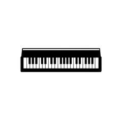 Fototapeta premium Illustration of a full sized piano with black and white keys in a simple and elegant design style on transparent background silhouette