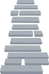 Grey Rectangular Stepping Stones Path Isolated. Ascending Stone Pathway for Garden or Progress Concept.