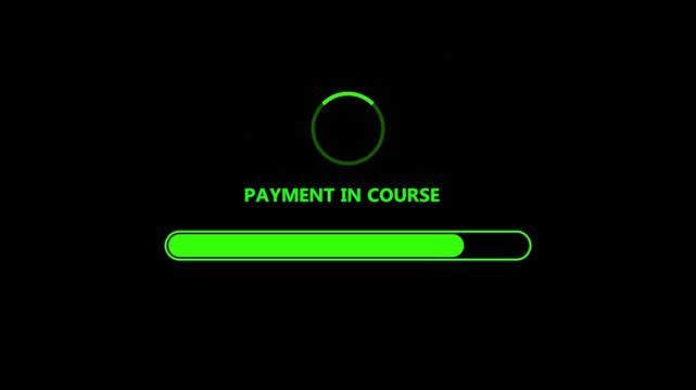 Payment in course with progress bar. Insufficient funds on your account.4k video