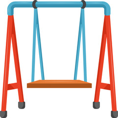 Colorful empty swing set illustration for children's playground fun and outdoor recreation, isolated on white background