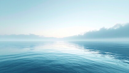 Obraz premium Calm Morning Sea Horizon with Mist Gradient Banner