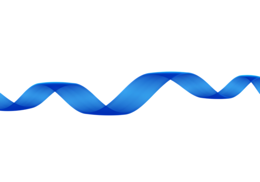 Wavy blue ribbon isolated on transparent background, simple and elegant design