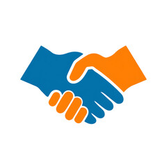  Business Partnership Handshake Icon, Two Simplified Hands Shaking, Minimal Blue And Orange Palette, Flat Clean Vector, Transparent Background Png