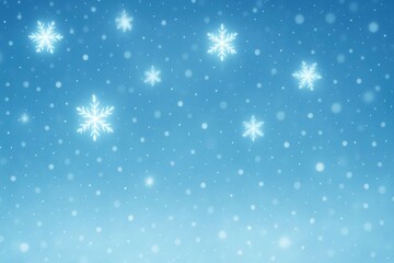 Magical winter background with falling glowing snowflakes.