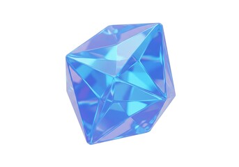 Blue diamond isolated on white background is a precious and shiny gemstone