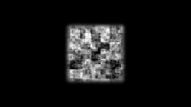Black and White Checkered Bar to Cover Face or Object on black Background ,blur censored Quadrilateral animation 4k video.