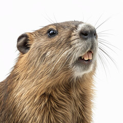 close up of a otter looking up