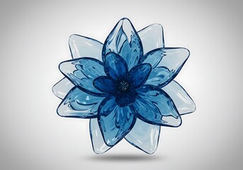 Blue glass flower isolated on white background with a beautiful design
