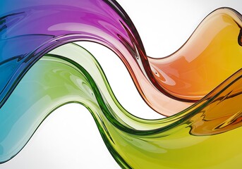 Colorful glass wave isolated on white background with a beautiful design