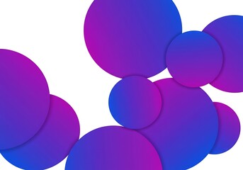 Purple and blue gradient circles isolated on white background create a pattern
