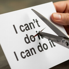 Cutting the words i cant do it to reveal i can do it