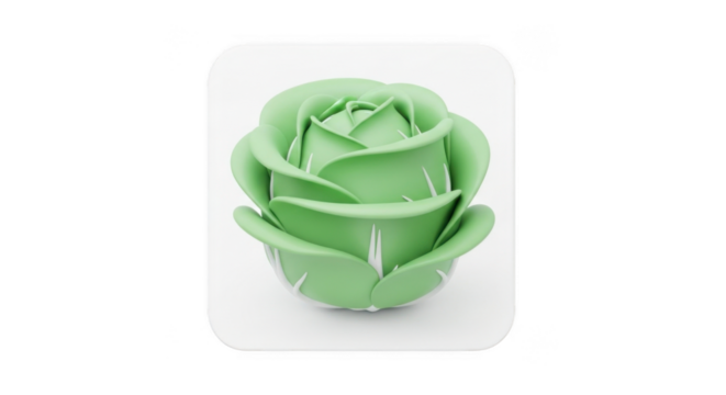 Minimalist 3d Green Rose Icon For Digital Design
