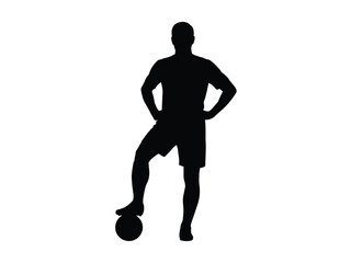 Black silhouette of a male athlete with soccer ball vector