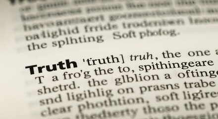 Fototapeta premium Close-up of a dictionary page, the bold word 'Truth' and its definition visible