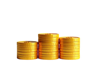 Three stacks of gold coins against a dark background