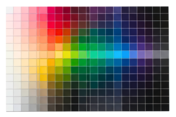 Large color palette chart with a wide spectrum of swatches on a transparent background