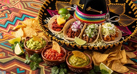 Celebrate National Taco Day with a vibrant and delicious spread of authentic Mexican tacos, guacamole, and salsa