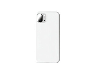 White smartphone case with raised camera bump, minimalist design, and black background