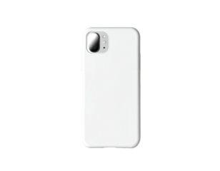 White smartphone case with raised camera bump, minimalist design, and black background