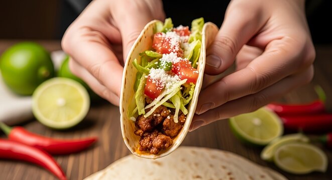 Delicious homemade taco filling for national taco day celebration made with fresh ingredients