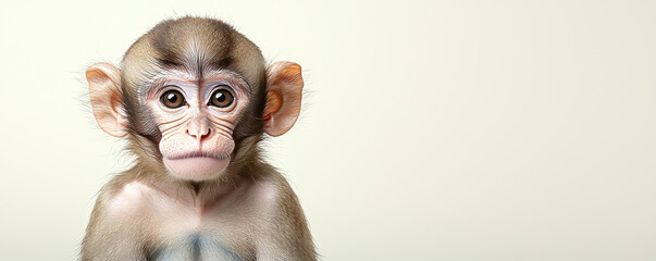 Curious monkey in laboratory setting showcases its expressive features and playful nature