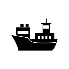 Obraz premium Silhouette of a cargo ship on white background on transparent background