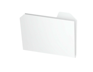 A white folder icon with a tab, rendered in a 3D perspective against black