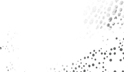 Grey circles scattered on white background dots pattern