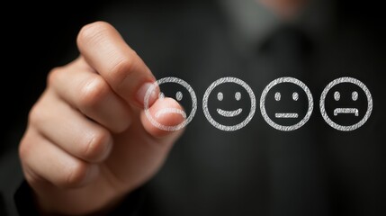 Hand Drawing Smiley Faces on a Transparent Screen for Feedback and Customer Satisfaction Assessment