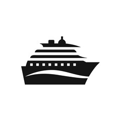 Obraz premium Simple silhouette of a cruise ship icon on transparent background