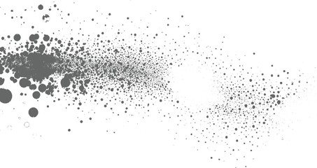 Dense gray circles scattered across white background dots sparse