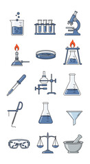 An illustrative concept showcasing a diverse collection of essential laboratory equipment and scientific instruments, ideal for educational, research, and chemistry-related visual projects