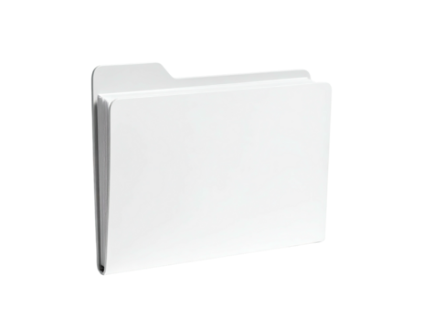 Realistic, isolated white folder with slight shadow, documents inside
