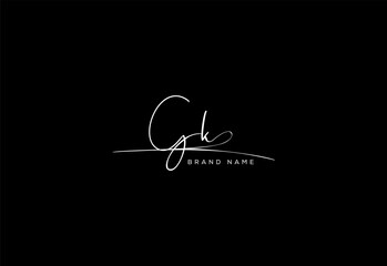 GK letter beauty cursive handwriting logo.